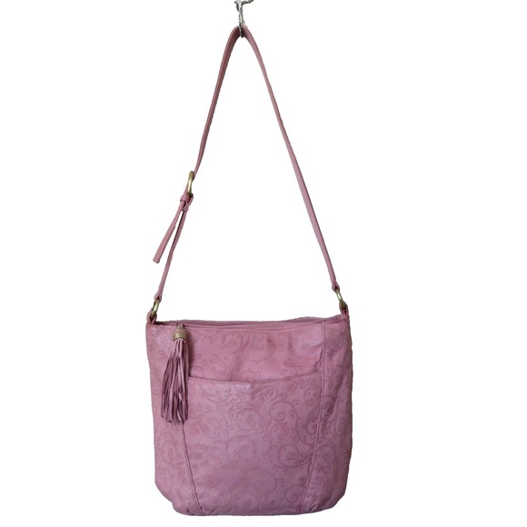 Sonoma Goods For Life Handbags - Sonoma Lifestyle Shoulder Bag Pink Tooled Leather Tassel Bag